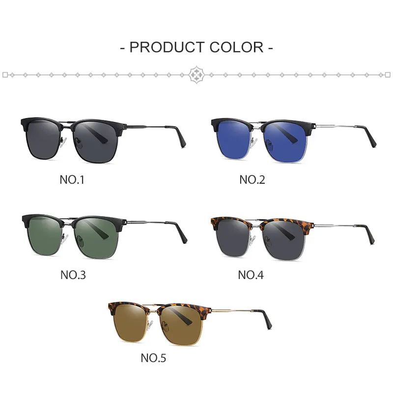 

HBK Classic Semi-Rimless Sunglasses Men Women Square Polarized Driving Sun glasses Men Retro Eyewear Oculos De Sol Gafas UV400