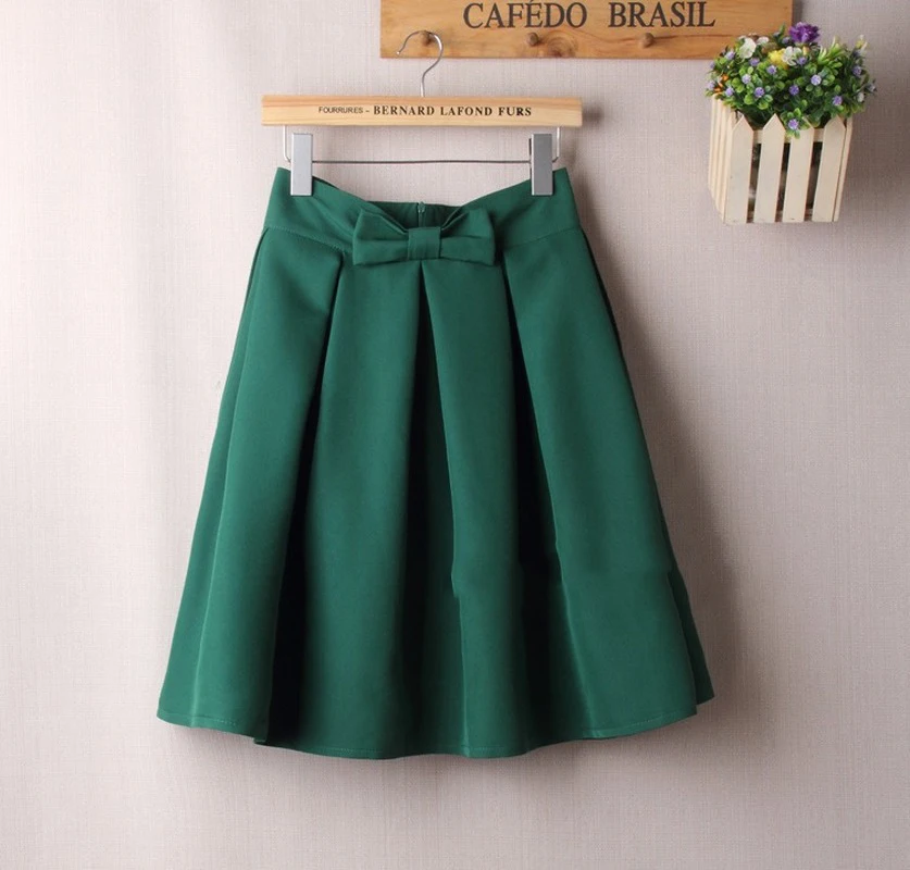 

Party Dance Club England Style Skirt Women Summer A-Line Bow Solid High Waist Knee-Length Korean Elegant Feminino Casual Skirts