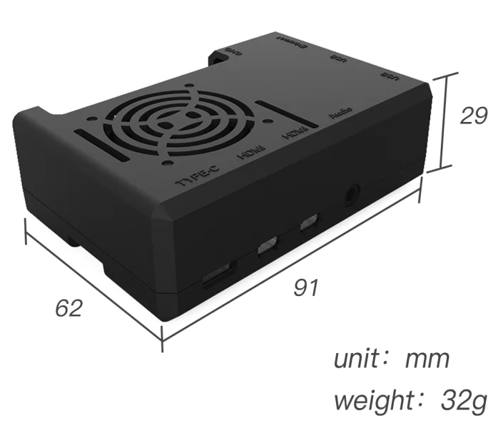 

Raspberry Pi 4B Case ABS Enclosure 2 Ccolors Black Transparent With 3510 Fan and 4 Heat Sinks Robust Shell