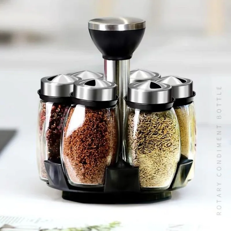 

Anti-leakage Oil Bottle Pot Glass Vinegar Seasoning Salt Shaker Seasoning Bottle Pot Rotating Seasoning Box Set Kitchen Supplies