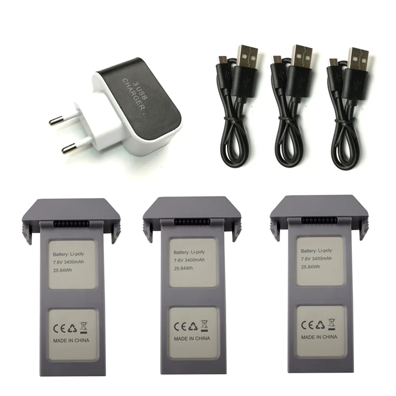 

7.6V 3400mAh Li-po Battery with charger For MJX B20 D15 GPS Brushless RC Drone With 4K Camera RC drone Spare Parts