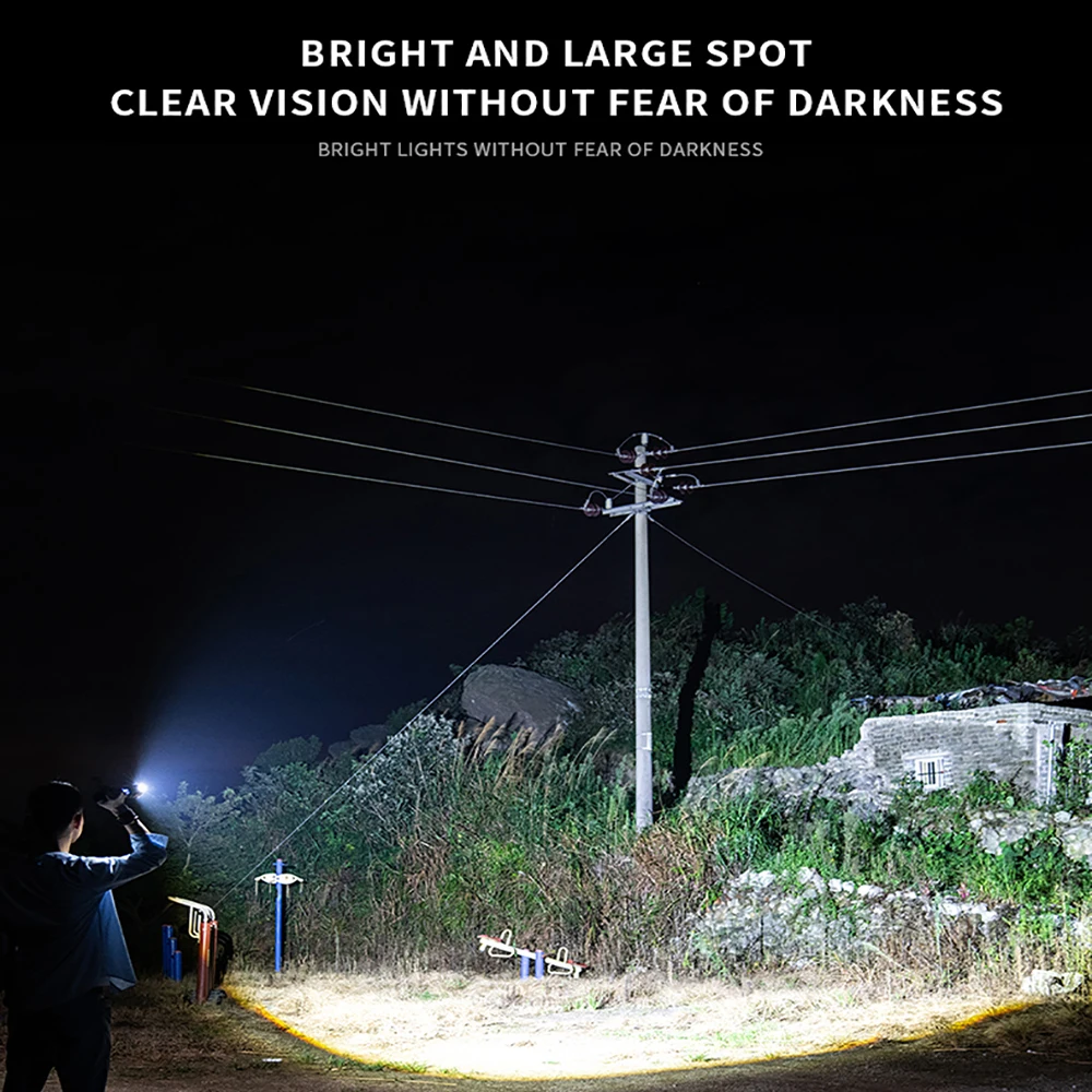 

Portable LED Flashlight USB Rechargeable Flashlight Zoomable Torch XHP70 LED Torch Camping Hand Light Powerd by 26650 Battery