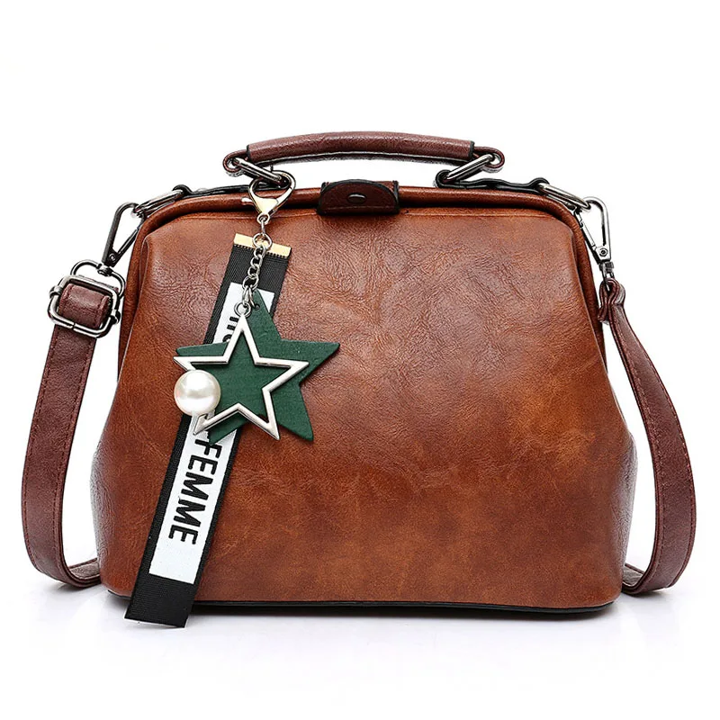 

Female Doctor Crossbody Handbag Women Handbag Leather Shoulder Bag Star Pendant Tassel Rivets Casual Famous Brand Women Bags