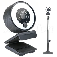 autofocus webcam lamp 1080p 2k hd web camera with microphone adjustable led ring light stand web cam for streaming pc camera