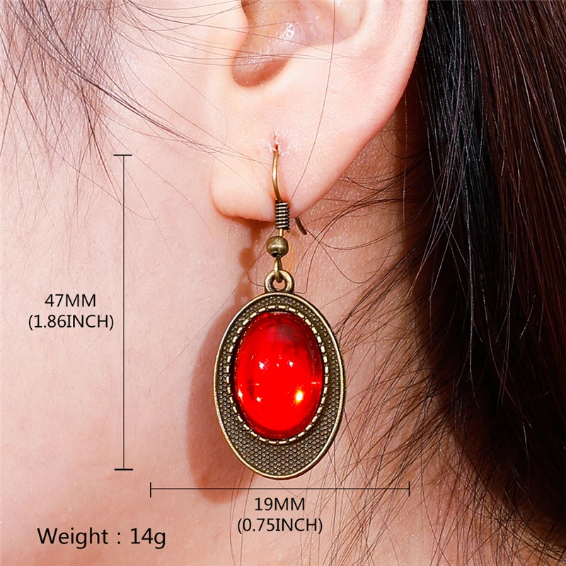 Винтаж Богемия очаровывает серьги ретро каплевидные синий красный камень кулон