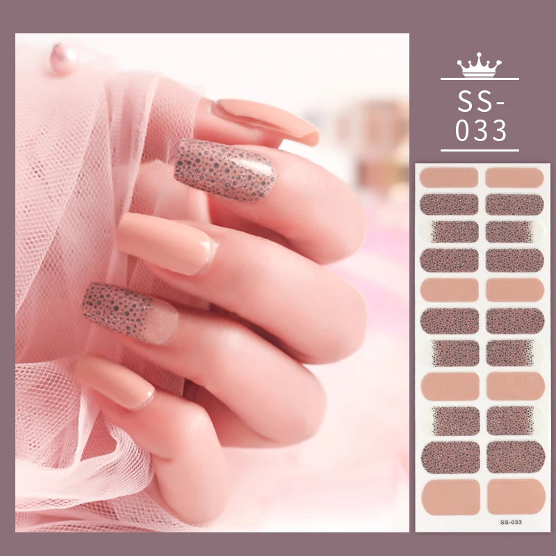 

Dropshipping Pink Shiny Nail Stickers Full Cover Nail Decoration Self Adhesive Nail Art Nail Accessories Stickers for Nails