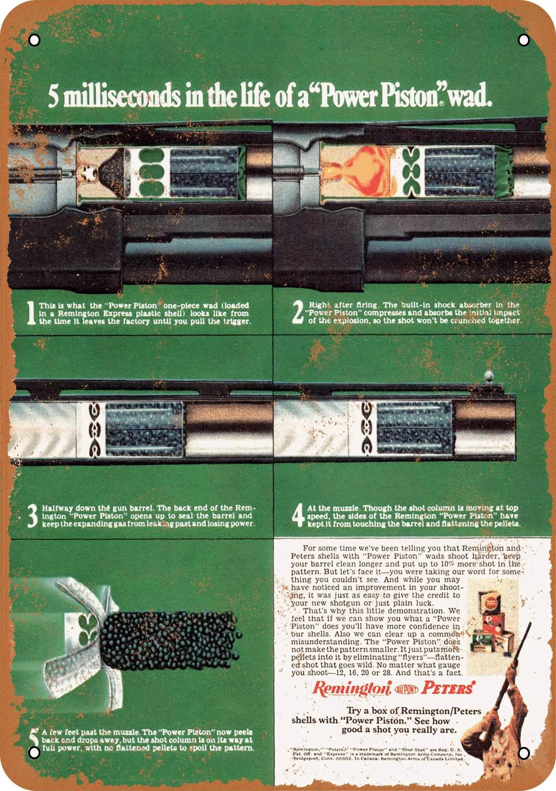 

SLALL 1968 Remington Peters Shotgun Shells Retro Street Sign Household Metal Tin Sign Bar Cafe Car Motorcycle Garage Decoration