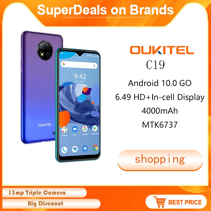 

Oukitel C19 смартфон с 5,5-дюймовым дисплеем, ОЗУ 2 Гб, ПЗУ 16 ГБ, 6,49 мАч