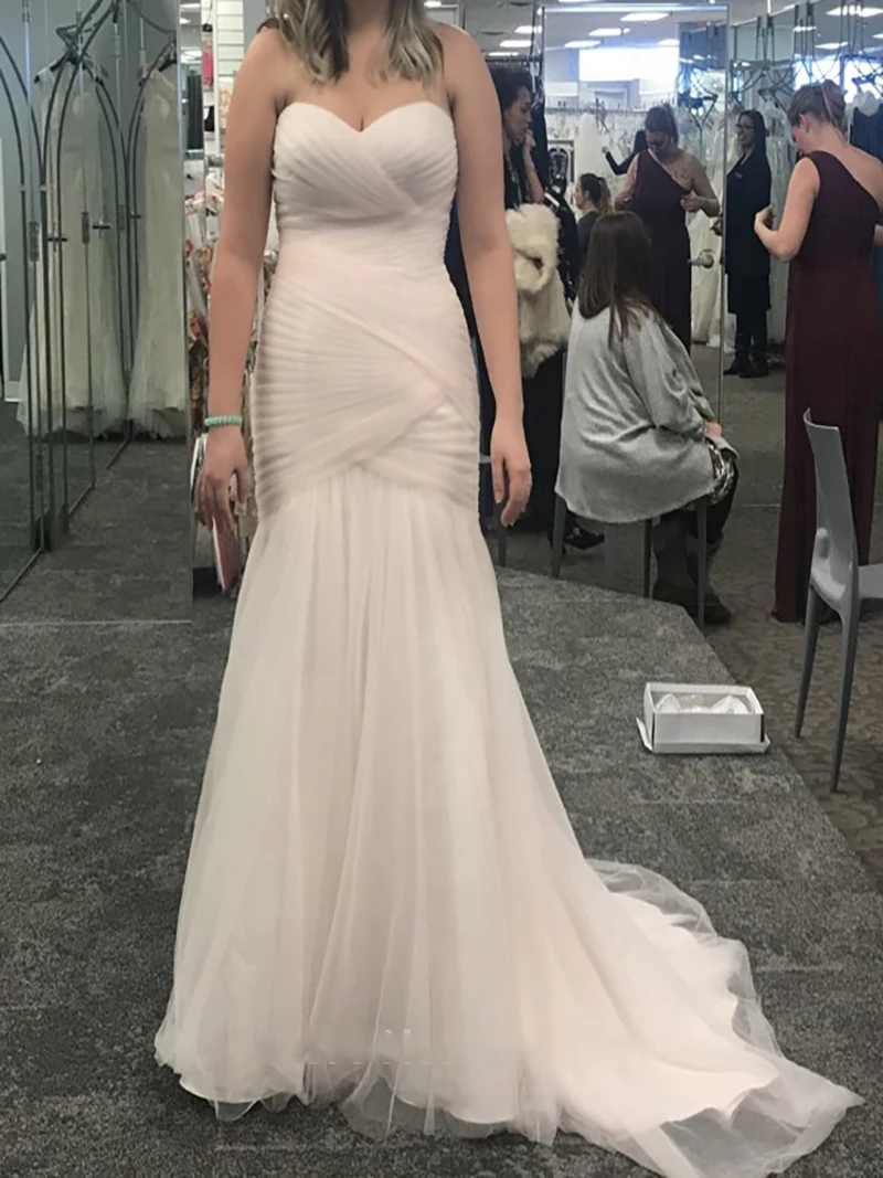 

New Fashion Mermaid Wedding Dress Sweetheart Tulle Princess Wedding Gown Lace-Up Pleated Sweep Train Bridal Gowns Custom Made