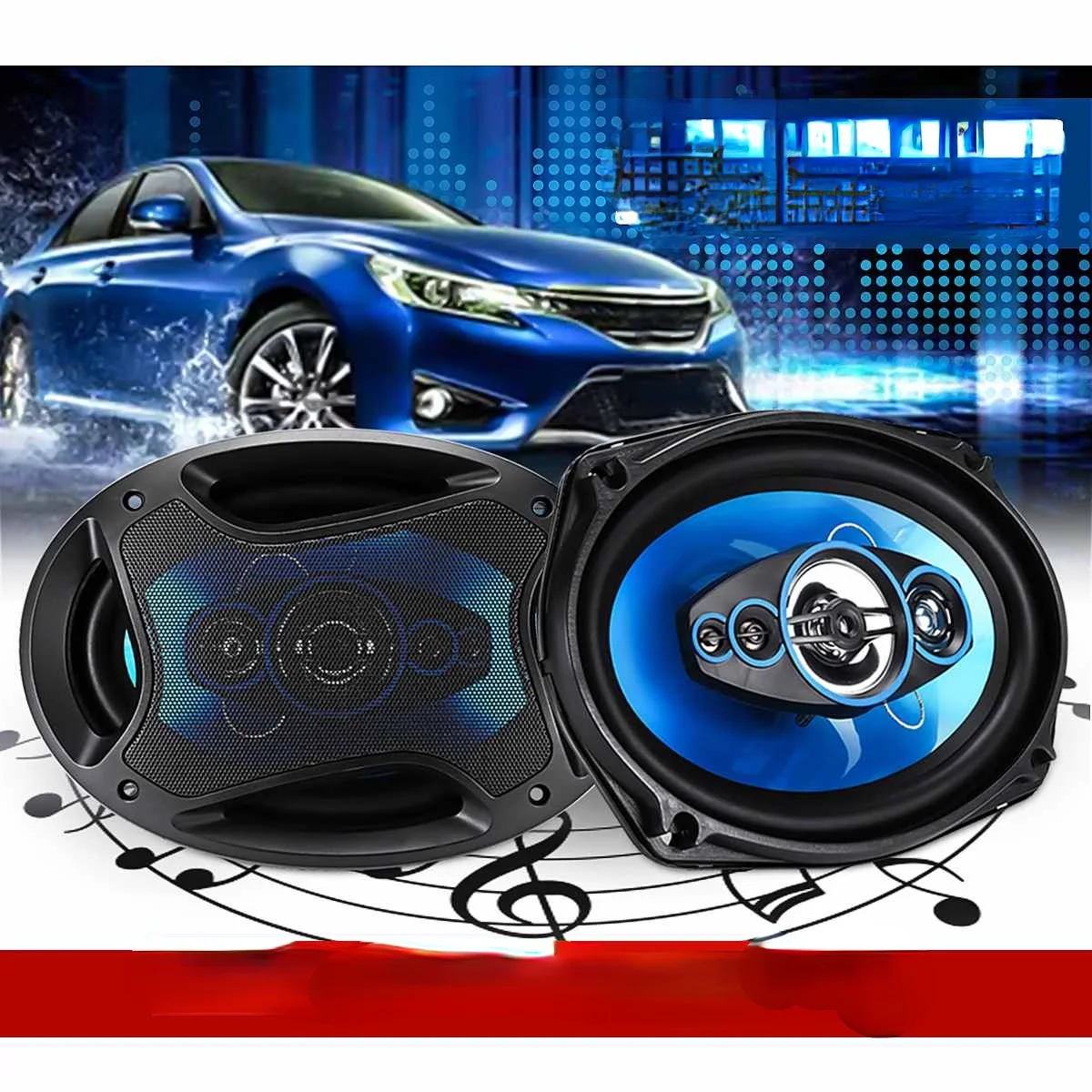 

2 Pcs 1000W 12V 6.9 Inch Car Speaker 2 Way HIFI Audio Car Music Stereo Coaxial Subwoofer Tweeter Stereo Surround Audio Speaker