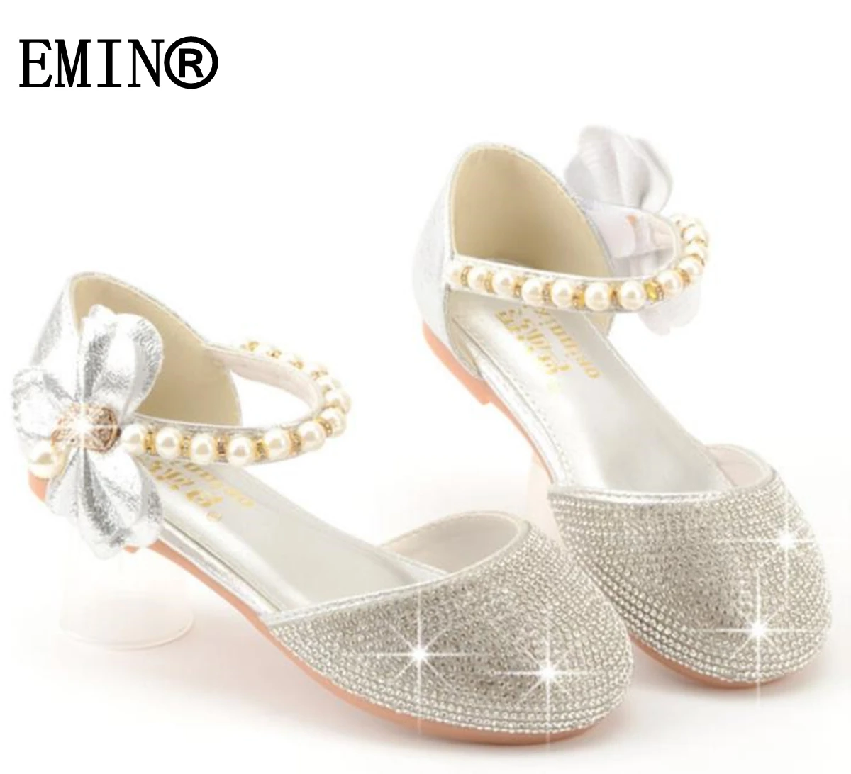 

2022 Cinderella Anna Elsa Shoes Princess Bowtie Beading Cosplay Costume Baby Girls SummerSandals Pearles Party Birthday