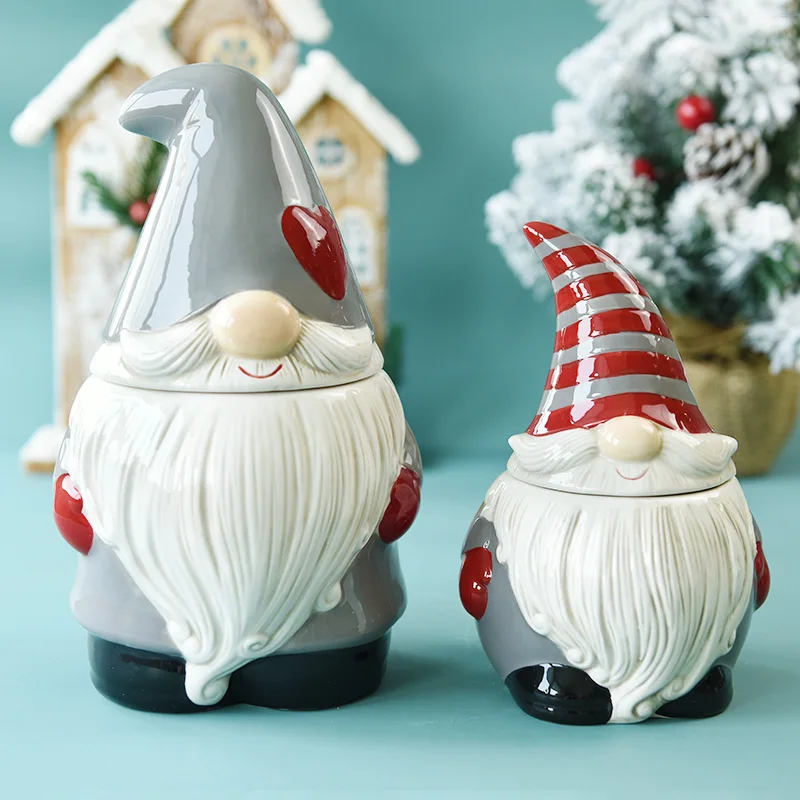 

Creative Santa Storage Jar Snacks Ceramic Seals Large Capacity Cookie Box Storage Tank with Lid Organizador Kichen Items DF50P
