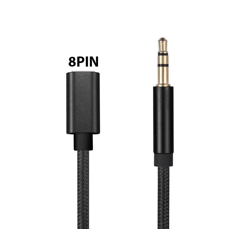 Оптовая продажа 20 шт./лот черный нейлоновый аудиокабель 3 5 мм AUX для iPhone 12 11 X 8 7 6
