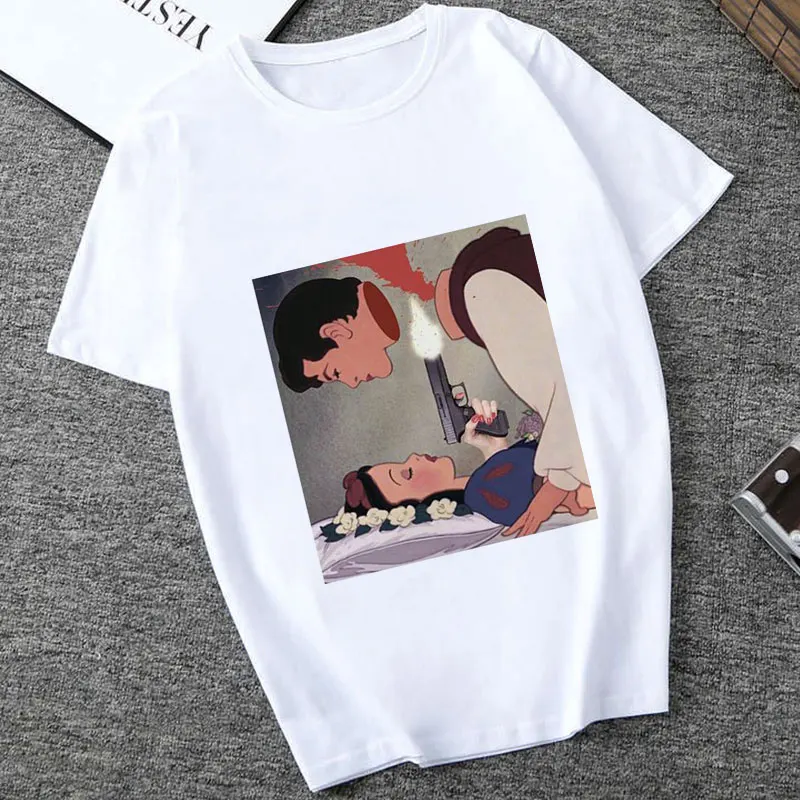 Summer Thin Section Fashion T Shirt Women Tattoo Princess Funny Humor Aesthetic Female T-shirt Leisure Round Neck Tshirt | Женская