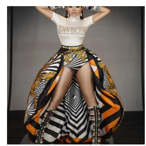 Костюм женский для празднования дня рождения длинная юбка боди костюм певицы