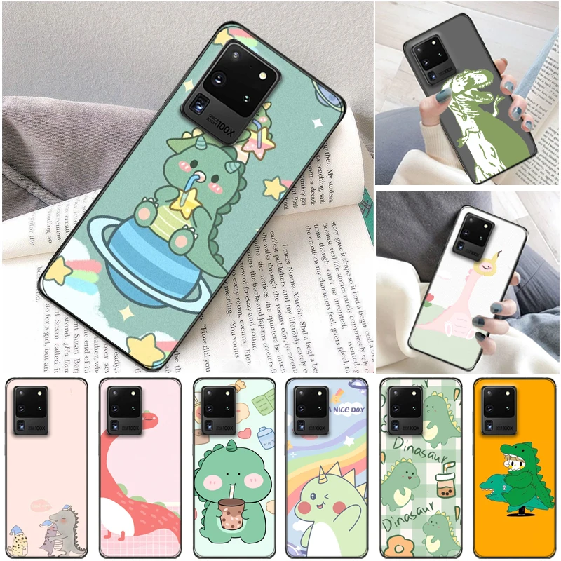 

Cute Couples Dinosaur Flowers Funny Color Painting Phone Case For Samsung Galaxy S20 Plus FE Lite Coque Funda Back Cover