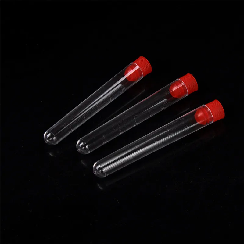 

Plastic Lab Test Tubes with Caps Stoppers Screw Top Lid Round Bottom 10pcs/set