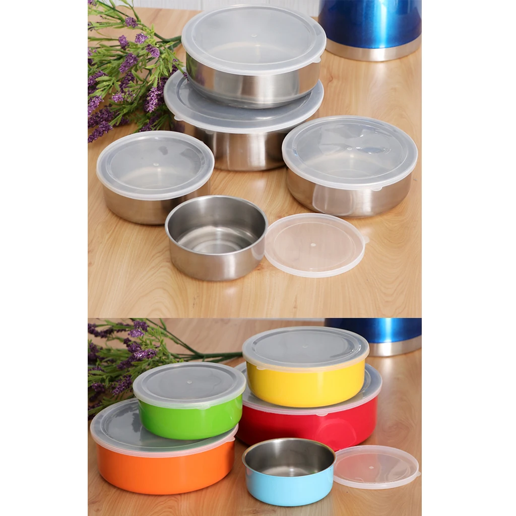 

5Pcs Stainless Steel Mixing Bowls Set with Lids Non-Skid Silicone