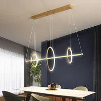 black or gold nordic led chandelier light acrylic round ring long lighting hanging lamp for restaurant bedroom art pendant lamps