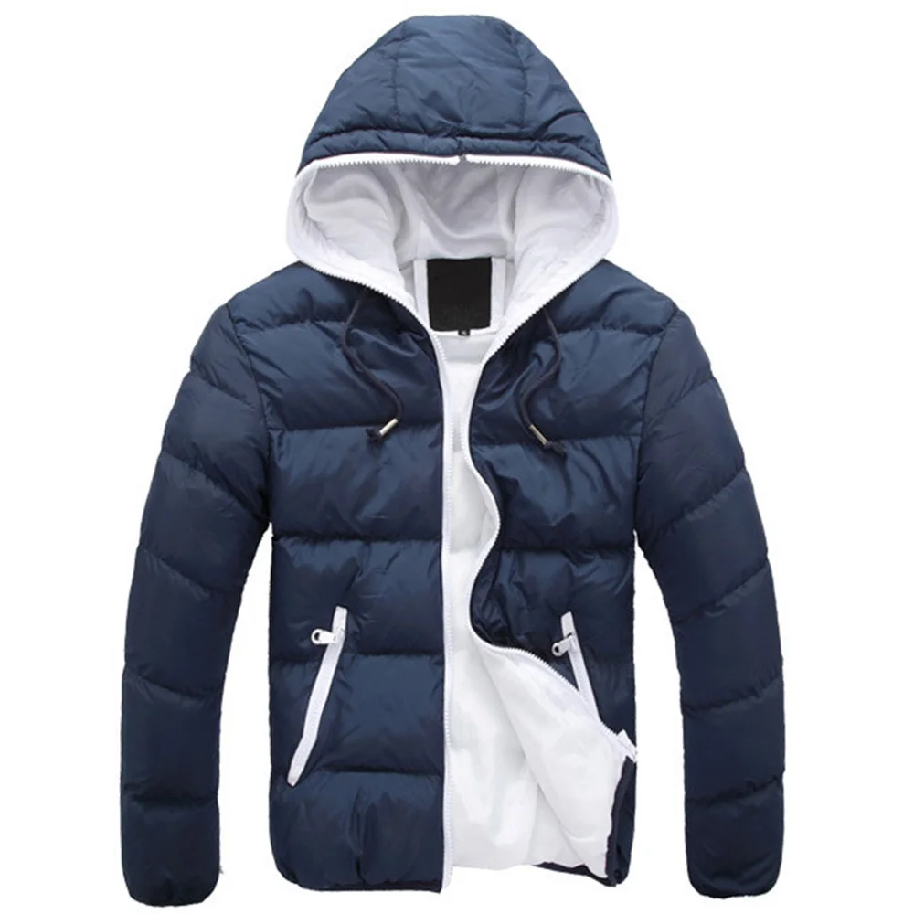 New Men's Parka Outwear Warm Coat Fashion Men Winter Jacket Coat Hooded Warm Mens Winter Casual Slim Coat New Year Clothes D25 - Цвет: Белый