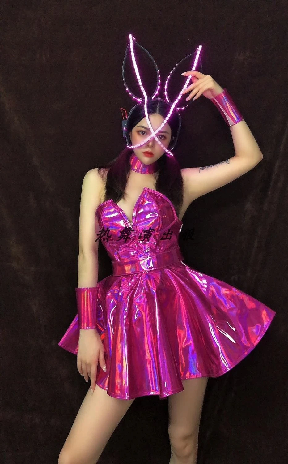 Кожаное платье для ночного клуба бара джазовых танцев костюмы певицы вечеринки