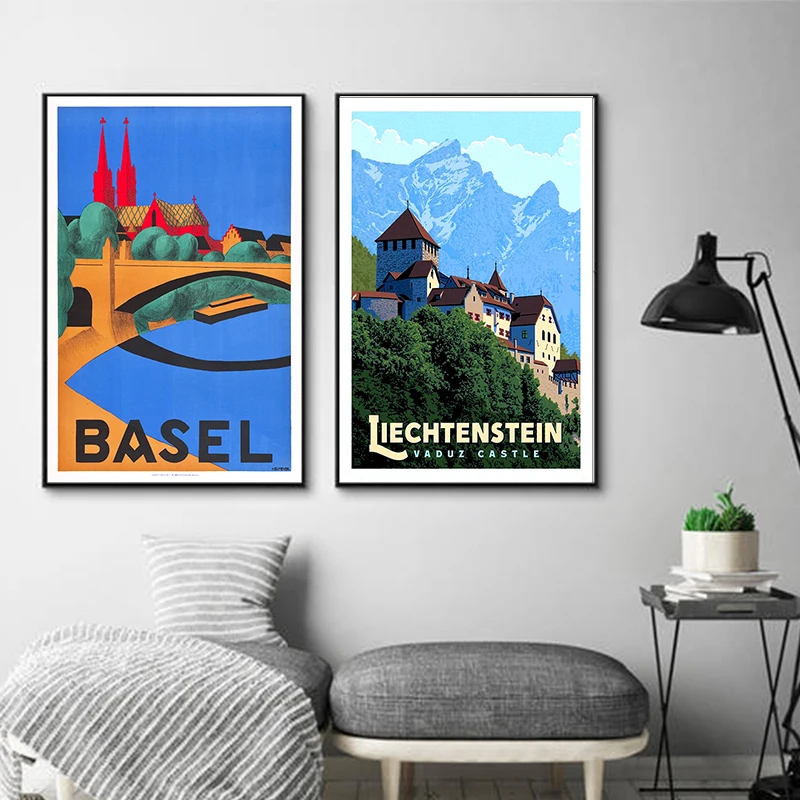 Базельский Лихтенштейн искусственная Картина на холсте винтажная картина