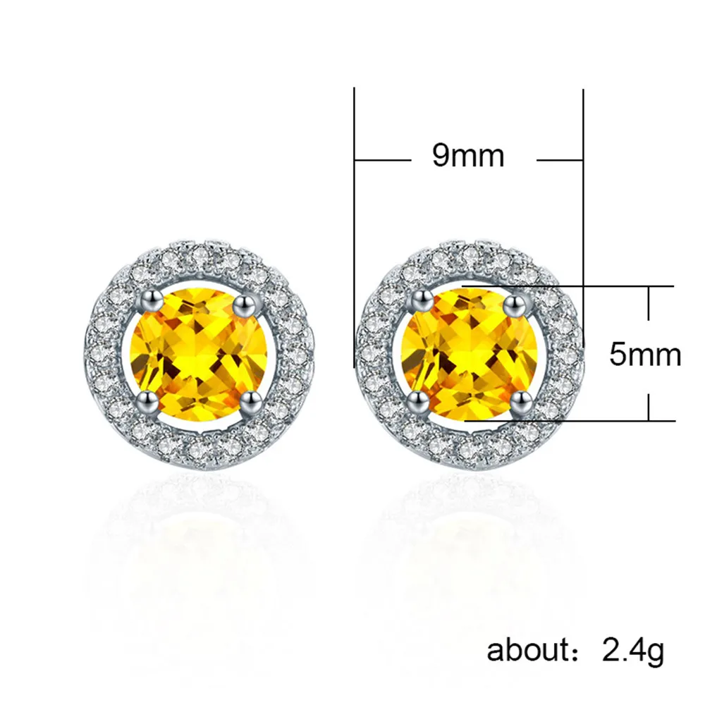 

Huitan High Quality Brilliant Stud Earrings with Round Cutting Cubic Zirconia Fashion Engagement Wedding Earrings for Women