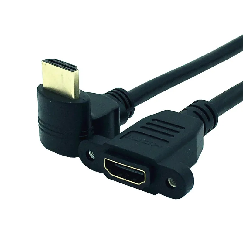 HDMI 2,0 кабель с г-образным штекером справа налево вверх вниз HDMI v2.0 мужчин и женщин Панельное крепление w/винт 4K* 2k 60Hz HD удлинитель 15 см