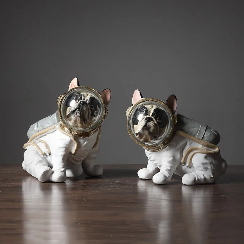 

Ho Resin Space Navigation Dog Figurines Modern Animal Astronaut Statue Ornament for Interior Living Room Decoration Gift D6