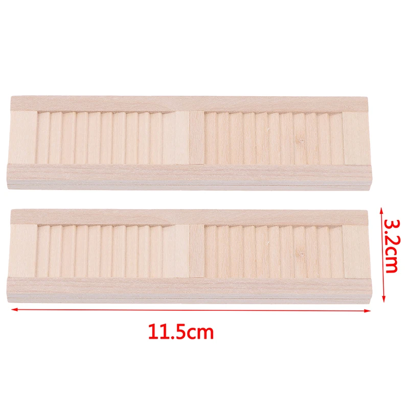 

Hot! 2Pcs/Set Handmade 1:12 Miniature Dollhouse Wooden Shutters DIY Window Furniture Accessories Toys for Children