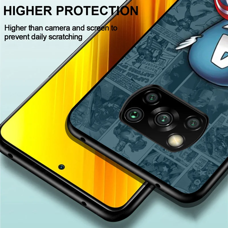 

Marvel Avengers Super Hero Cartoons For Xiaomi Poco C3 M3 M2 X3 NFC X2 F3 F2 F1 Mi Play A3 A2 Pro TPU Silicone Black Phone Case