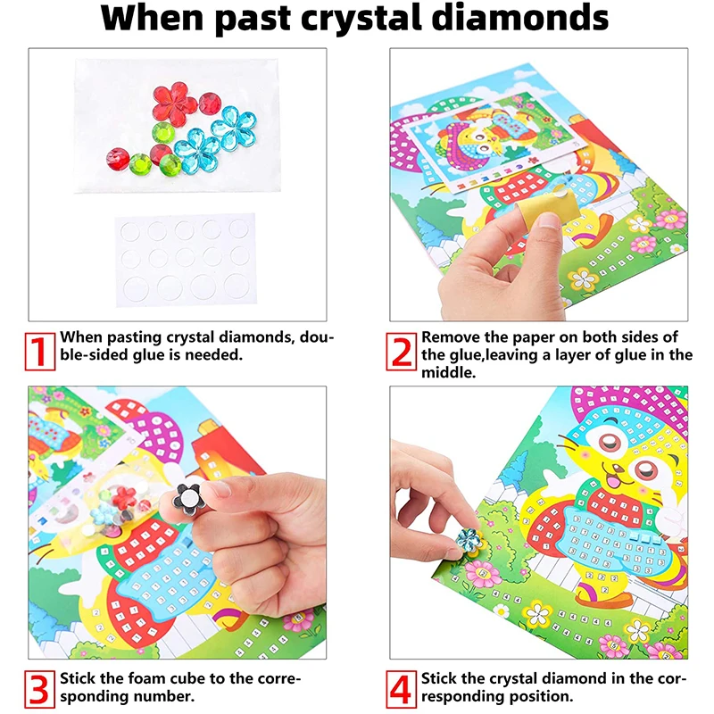 Mosaic Stickers Art Kits for Kids 5 Pack Sparkle DIY Handmade Crafts Children Education Puzzle Games Sticker Painting Toys Gifts | Игрушки и