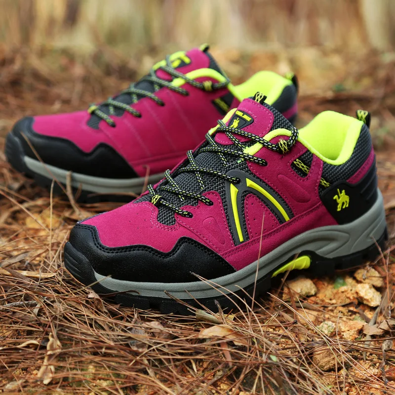 CAMEL JINGE 2021 New Professional Red Women Hiking Shoes Sneakers Unisex Outdoor Shoes Sports Non-slip Rubber Trekking Shoes Men