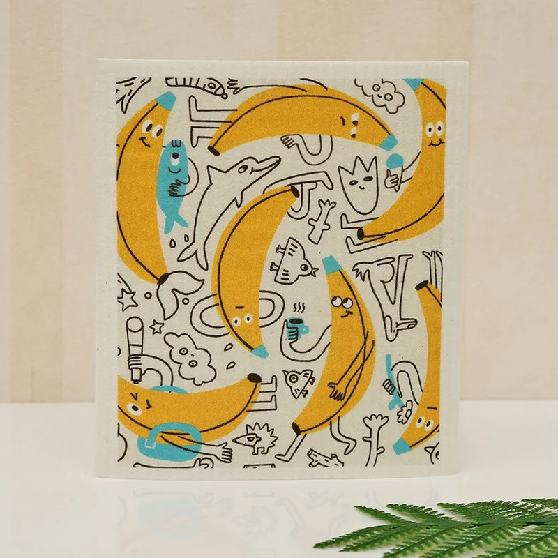 

Household dishcloth can be reused cartoon cleaning cloth German wood pulp cotton cleaning cloth suction washing towel