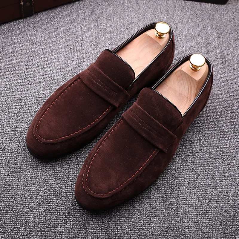 QWEDF Brand New 2019 Black Men Loafers Shoes Luxury Slip-on Moccasins Casual Suede Leather Men's Flats SY-32 | Обувь