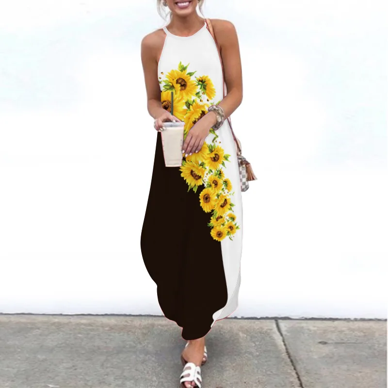 

2021 Women's new summer long dress plus size casual sexy short sleeve sleeveless dress O-neck party dress Beach dress dresses