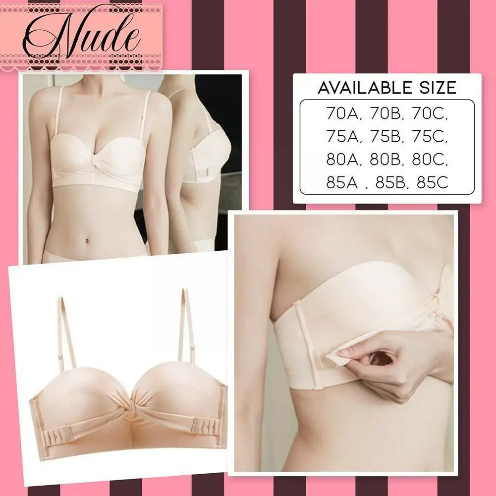 

Non-wire Bra Side Buckle Half A Cup Of Inflatable Cushion Ladies Non-slip Chest Small Strapless Underwear Invisible Gathere G1I3