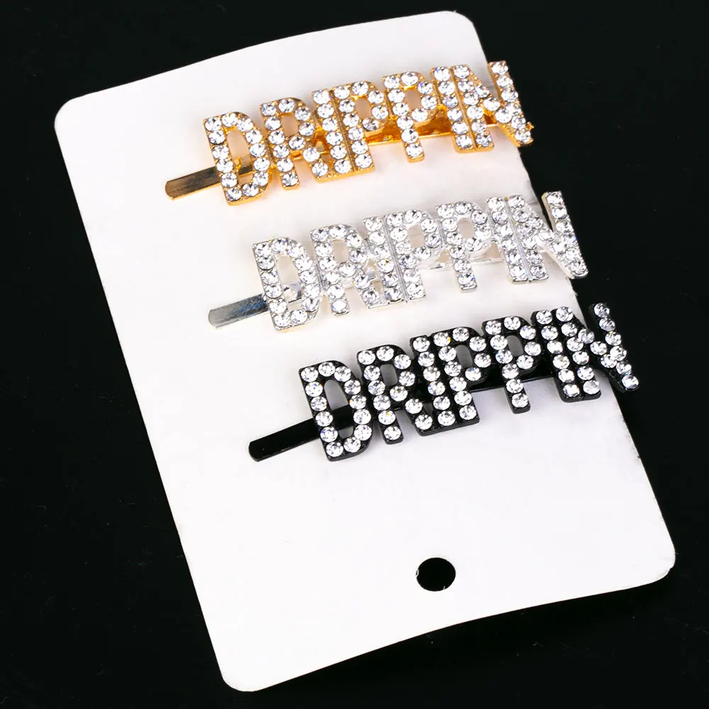 Set C 1Pc Shining Letter Hairpins Crystal Shiny Rhinestones Letters Hair Clips Women Styling Tool Hairgrip Jewelry Hair Accessories - Окраска металла: Set C