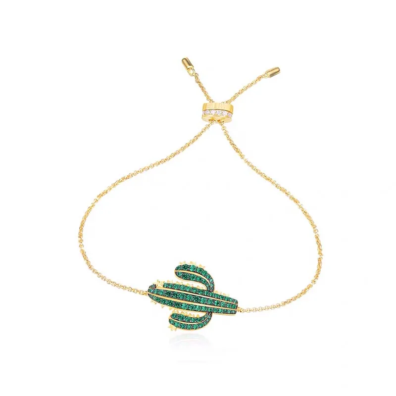

High quality personalized fashion simple golden cactus with Zircon Bracelet