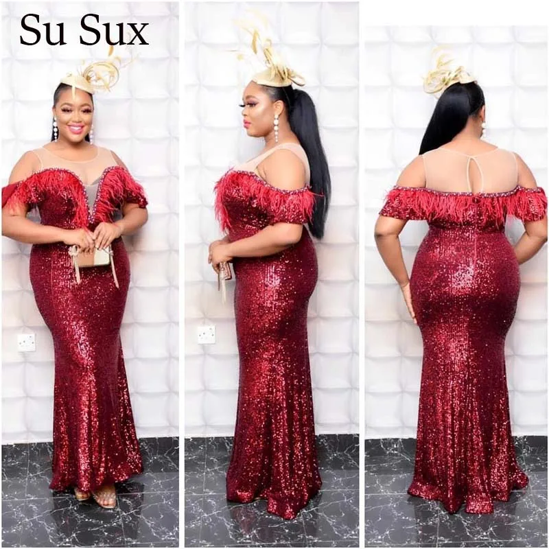 Африканские вечерние платья для женщин с блестками вельветовое облегающее