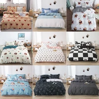 fashion print washed cotton bedding set queen comfortable bed sheet quilt cover pillowcase soft king size duvet cover 4 pcs set