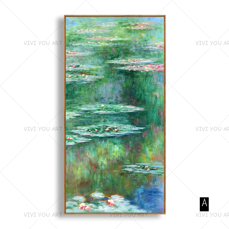 100% ручная работа Живопись Лотос пруд картина маслом на холсте настенная