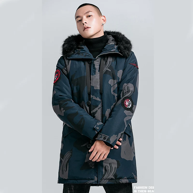 

Winter Men Parkas Jacket Men's Fashion Casual Thick Warm Parka Jackets Coats Male Comfortable Collar Outerwear Hooded Parka Coat