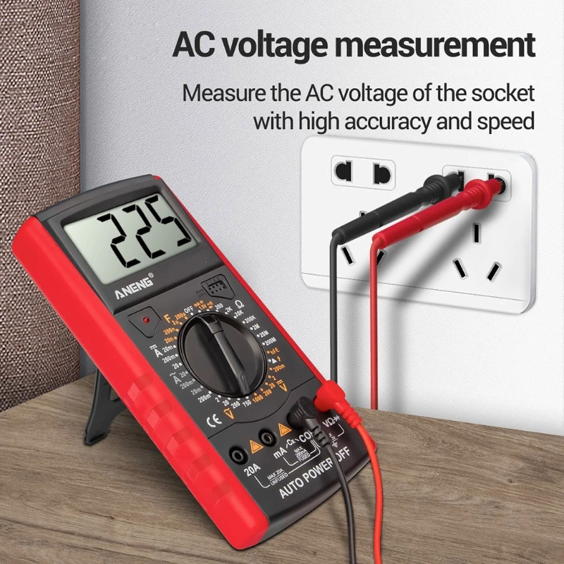 

Digital Multimeter AC/DC Voltmeter Ammeter Resistance Tester Capacitance Diode Multimetro Shockproof Anti-burn AN9205A+