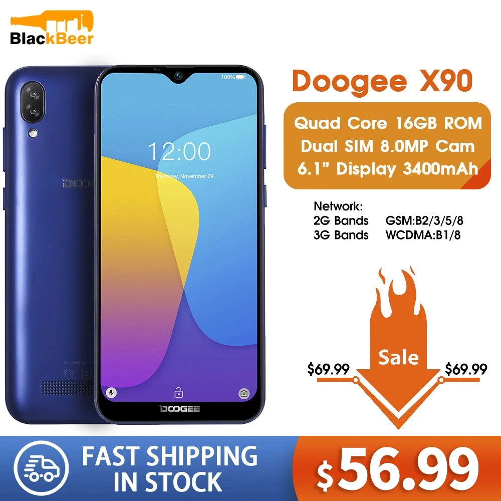 DOOGEE X90 6 1 &quotWCDMA смартфон MT6580A четырехъядерный мобильный телефон Гб 16 Dual SIM 8MP + 5MP