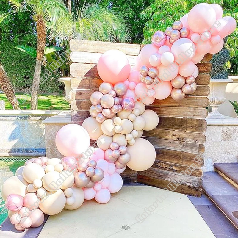 

140pcs Birthday Party Wedding Sandy White Latex Balloon Arch Kit 4D Pearl Pink Balloon Garland Baby Shower Celebration Decor