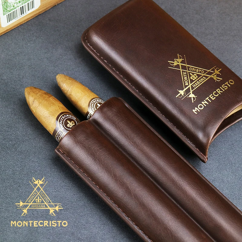 Новинка Дорожный Чехол из коровьей кожи Монтекристо с 2 сигарами сумка хьюмидор
