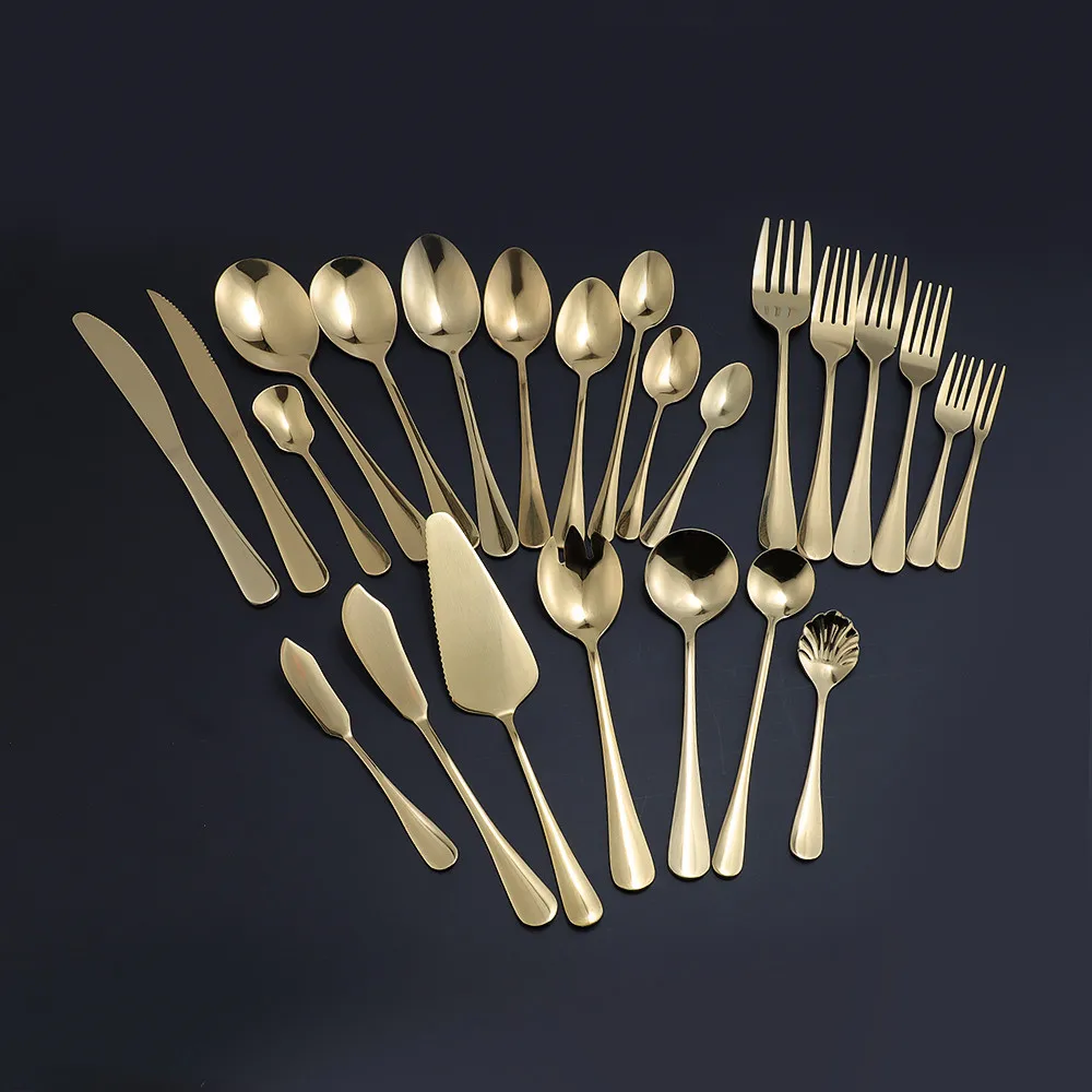 Набор кухонных столовых приборов из нержавеющей стали золотого цвета | Дом и сад