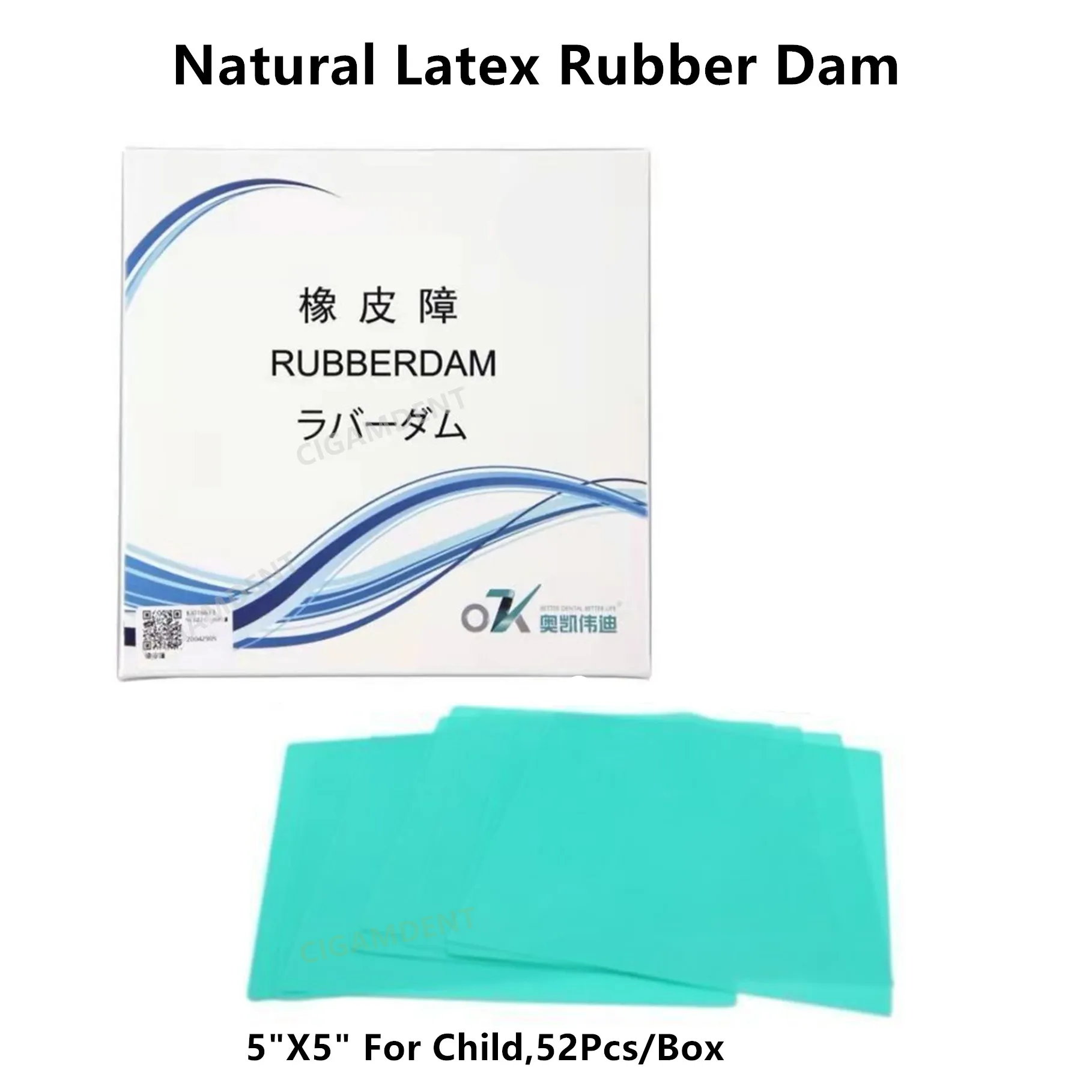 

52Pcs/Box Dental Endodontic Rubber Dam Sheets Natual Latex Green 5"X5" For Child Kids
