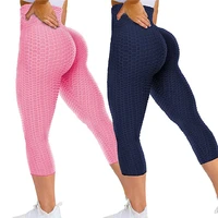 fittoo women ruched butt lifting leggings high waist capris pants tummy control stretchy workout leggings textured booty cropped